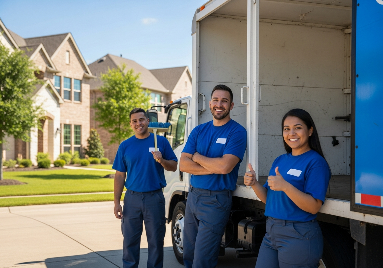 Houston Junk Dumpster Test Co junk removal crew and service vehicle