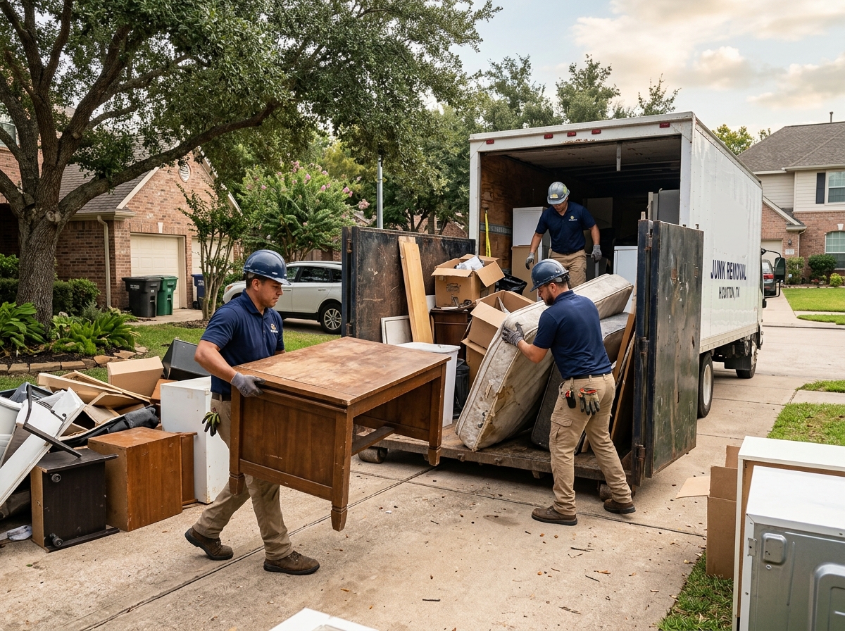 John's Junk Hauling junk removal crew working in Houston